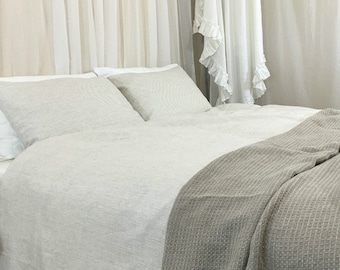 Natural Linen Ticking Stripe Duvet Cover set, ticking striped duvet cover and ticking striped pillow covers, striped bedding