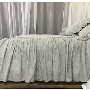 Subtle Black and White Ticking Striped Bedspread, Classic Stripe!