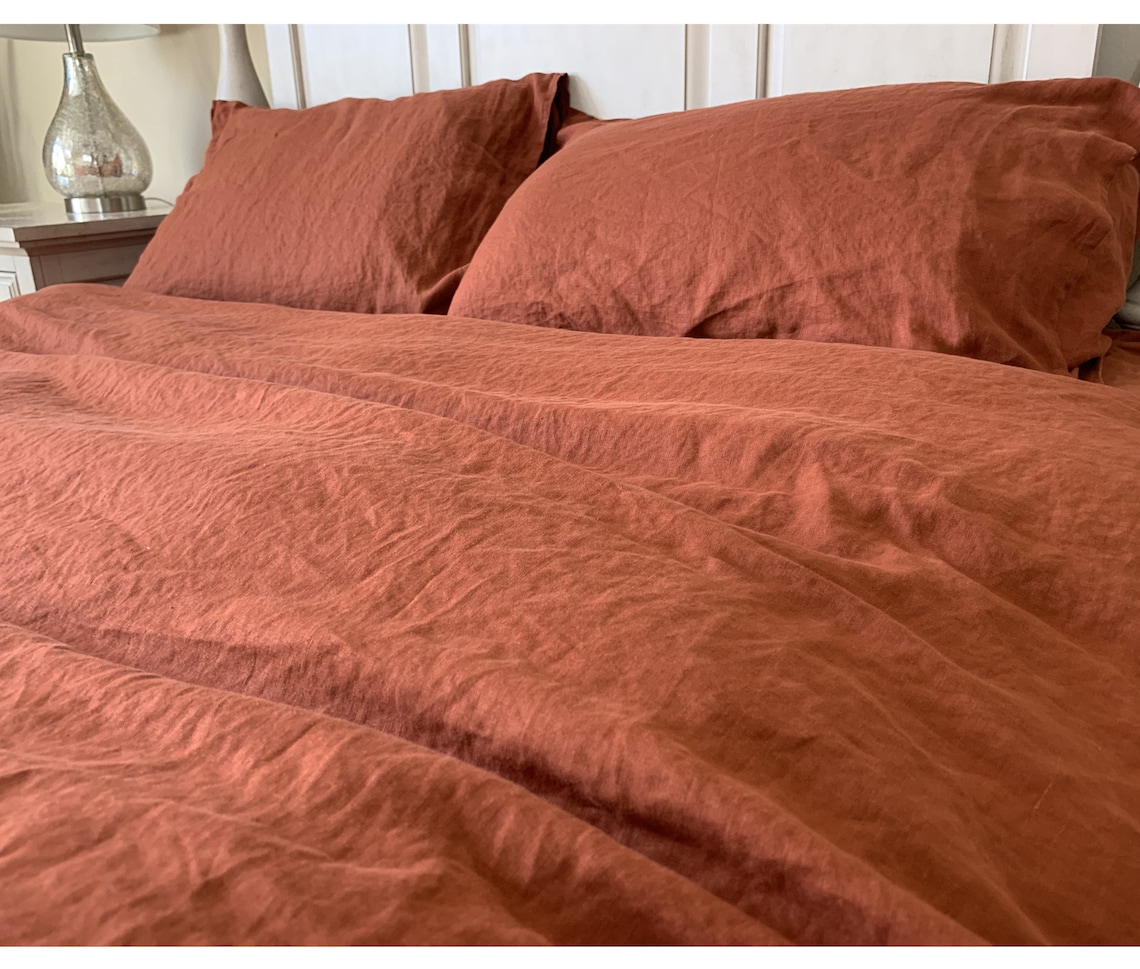 Paprika Spicy Red Linen Duvet Cover Red Linen Bedding Etsy