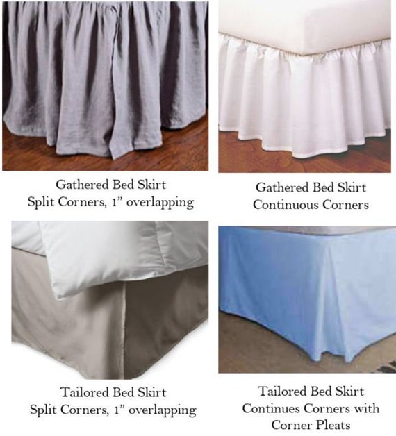 Natural Linen Striped Bed Skirt, Linen Dust Ruffles, Linen Bed