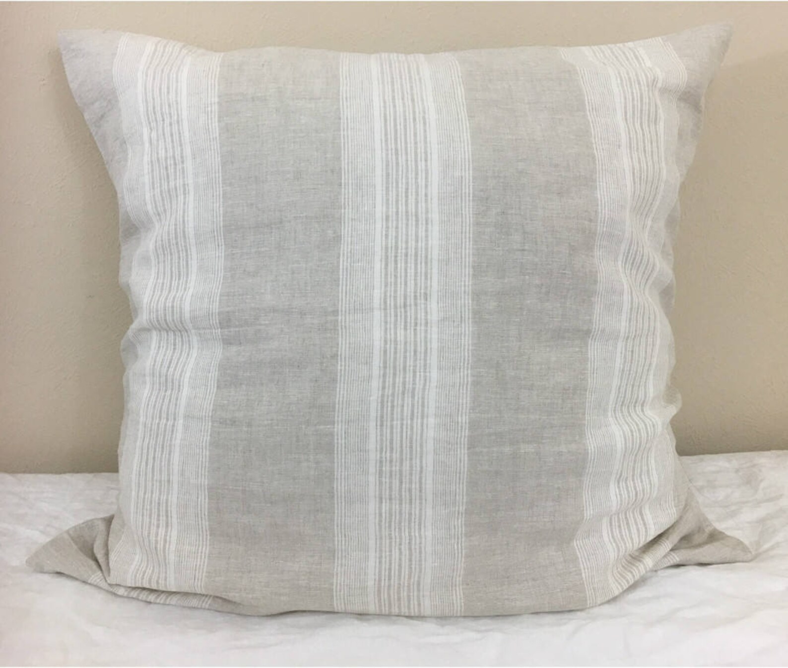 Striped Euro Sham Linen Euro Sham Covers Striped Pillow Etsy
