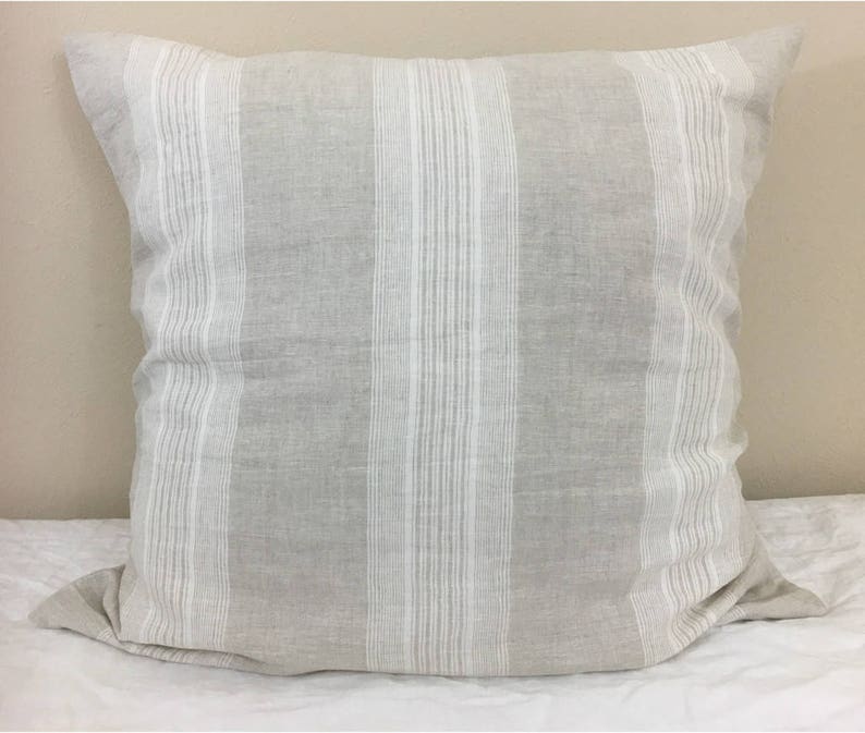 Striped Euro Sham Linen Euro Sham Covers Striped Pillow Etsy