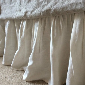 CREAM linen bedskirt, bed ruffles, cream linen dust ruffles, bed skirts, shabby chic bedding, Romantic country, cottage chic bedding