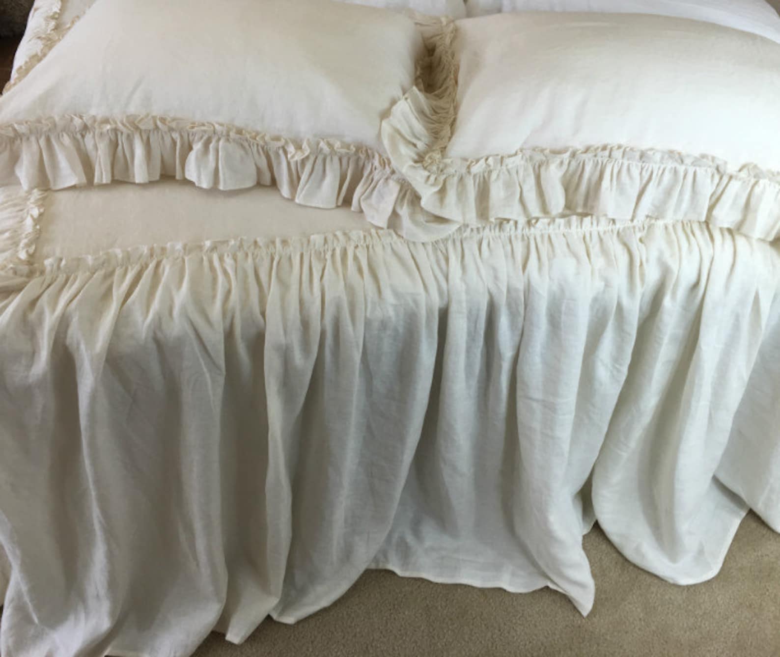 Bedspread With Ruffle Drop and Mini. Ruffles on Top, Vintage Style ...