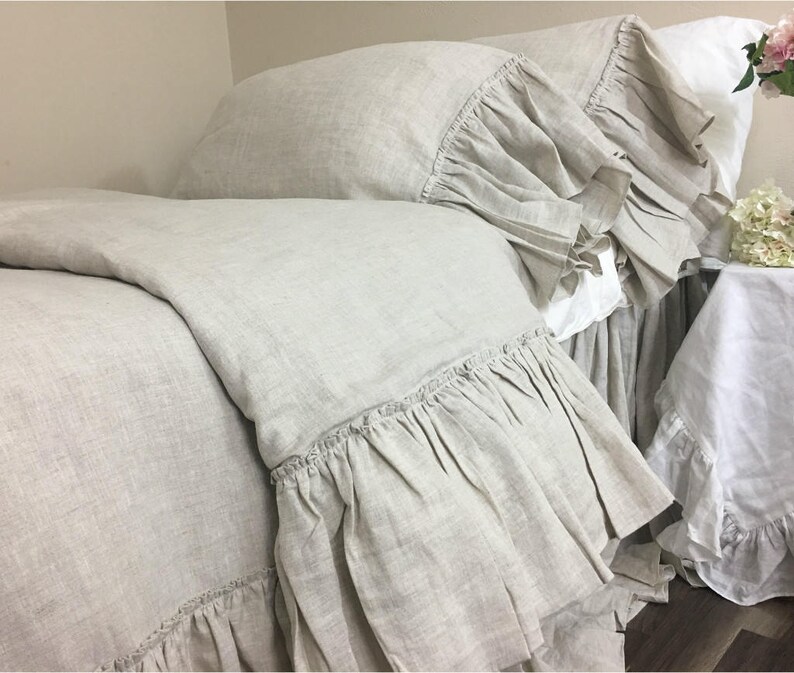 Shabby Chic linen duvet cover with country mermaid long Etsy