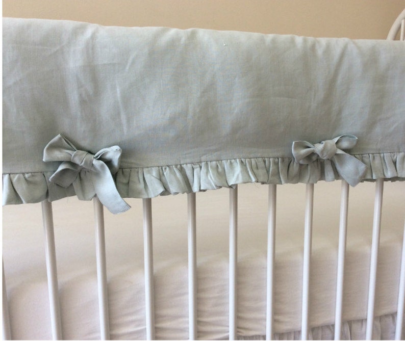 Linen Crib Rail Guard Ruffle edge crib rail bumperless baby Etsy
