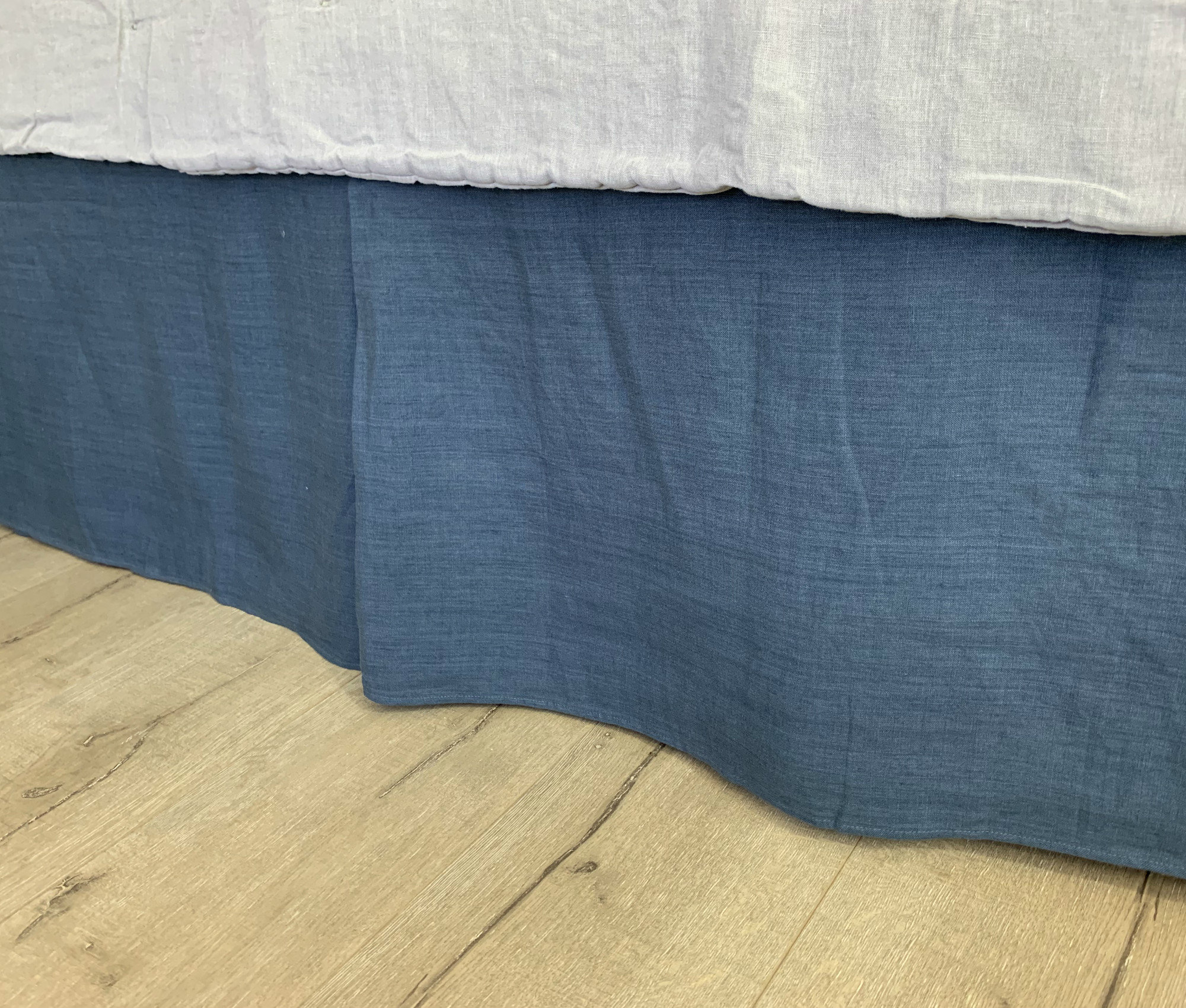 Navy Blue Linen Bed Skirt with Tailored Pleats 1024 drop or Etsy