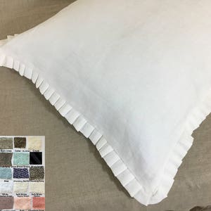 Euro Sham Cover with Pleated Petite Ruffles –White, Grey, Cream, Pink, Blue, Stripe, Chevron, 40+ colors, Custom Size, Custom Made