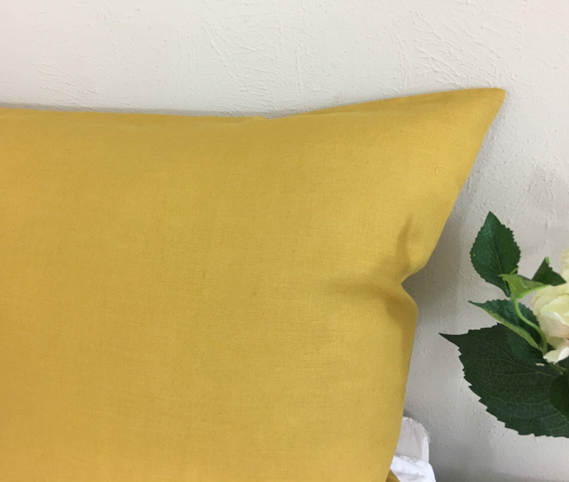 Mustard Gold Linen Euro Sham Cover Gold Yellow Linen Etsy