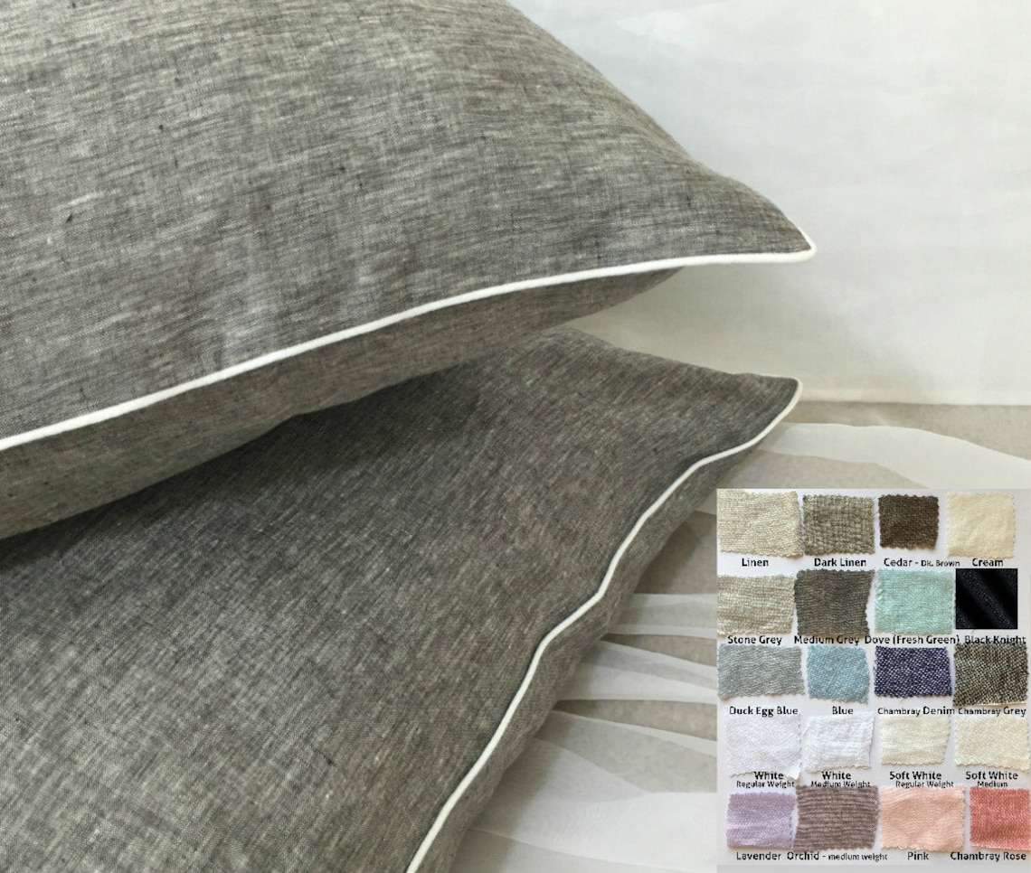 Linen Euro Sham Cover with Piping Finish all sizes 12x16 Etsy