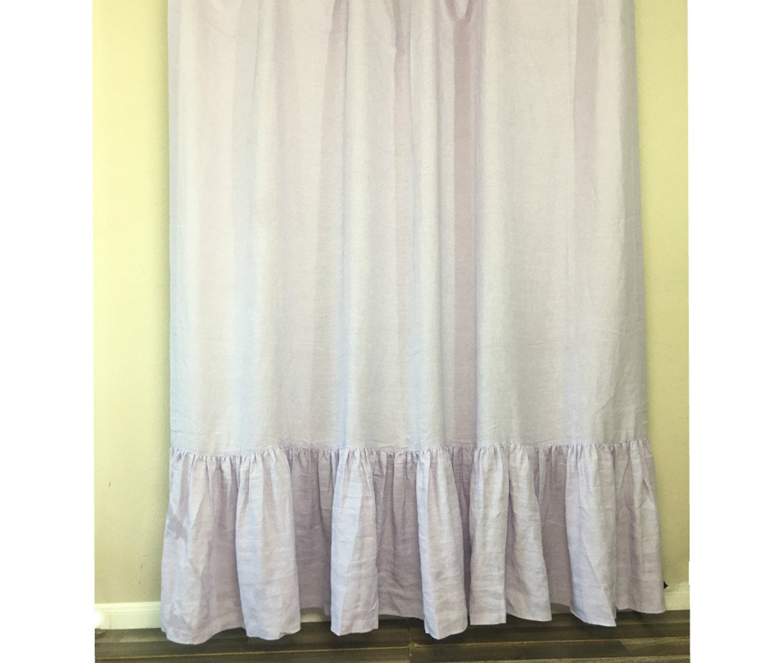 Lavender Linen Shower Curtain With Mermaid Long Ruffles Etsy