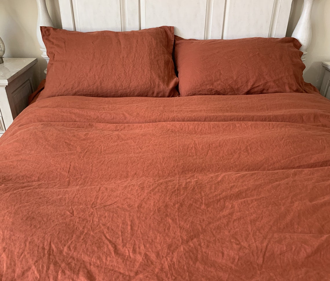 Paprika Spicy Red Linen Duvet Cover Red Linen Bedding Etsy