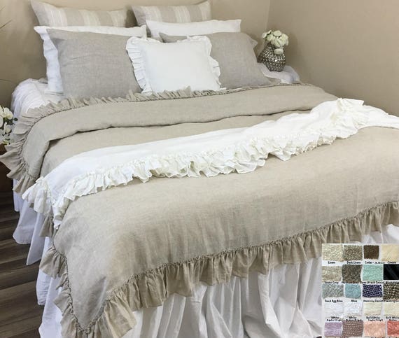 Natural Linen Throw Blanket With Vintage Ruffles Style Multiple Colors to Choose Snuggle up the Special You Etsy Canada