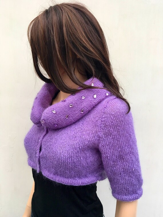lilac crop cardigan