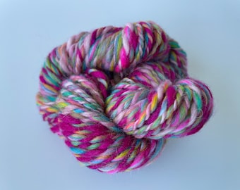 Mini skein hand spun merino in candy colors.