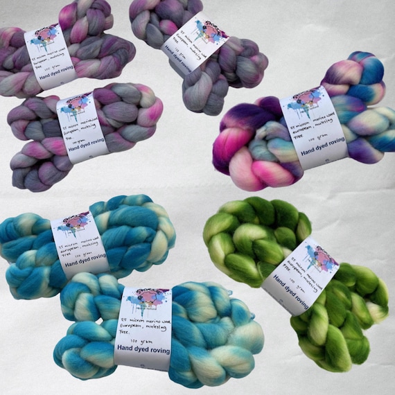 Hand dyed German Merino top 25 micron, ideal for spinning or felting. Available in various colors.