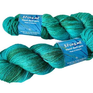 Hand Dyed Superwash Merino And Mulberry Silk Aran Weight Yarn. Ocean Green.