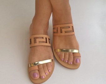 Meandros sandals / Ancient Greek leaather sandals/ Big size sansals/ Women's sandals