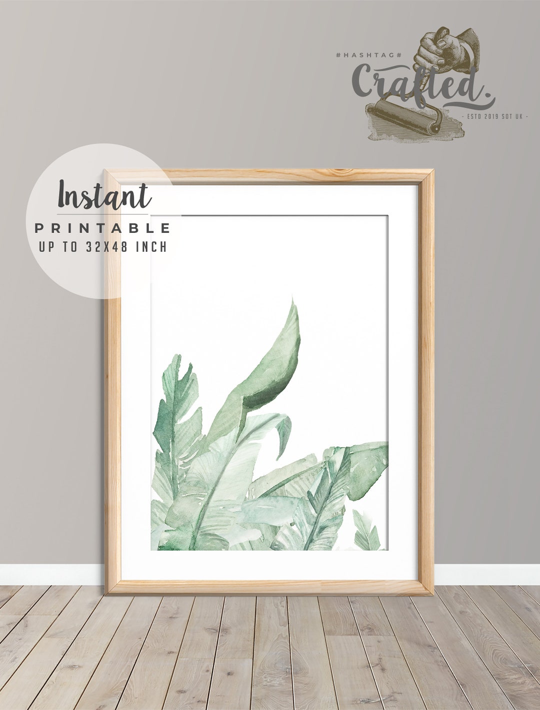 Banana Leaf Print, Tropical Printables, Banana Leaf Printable, Banana