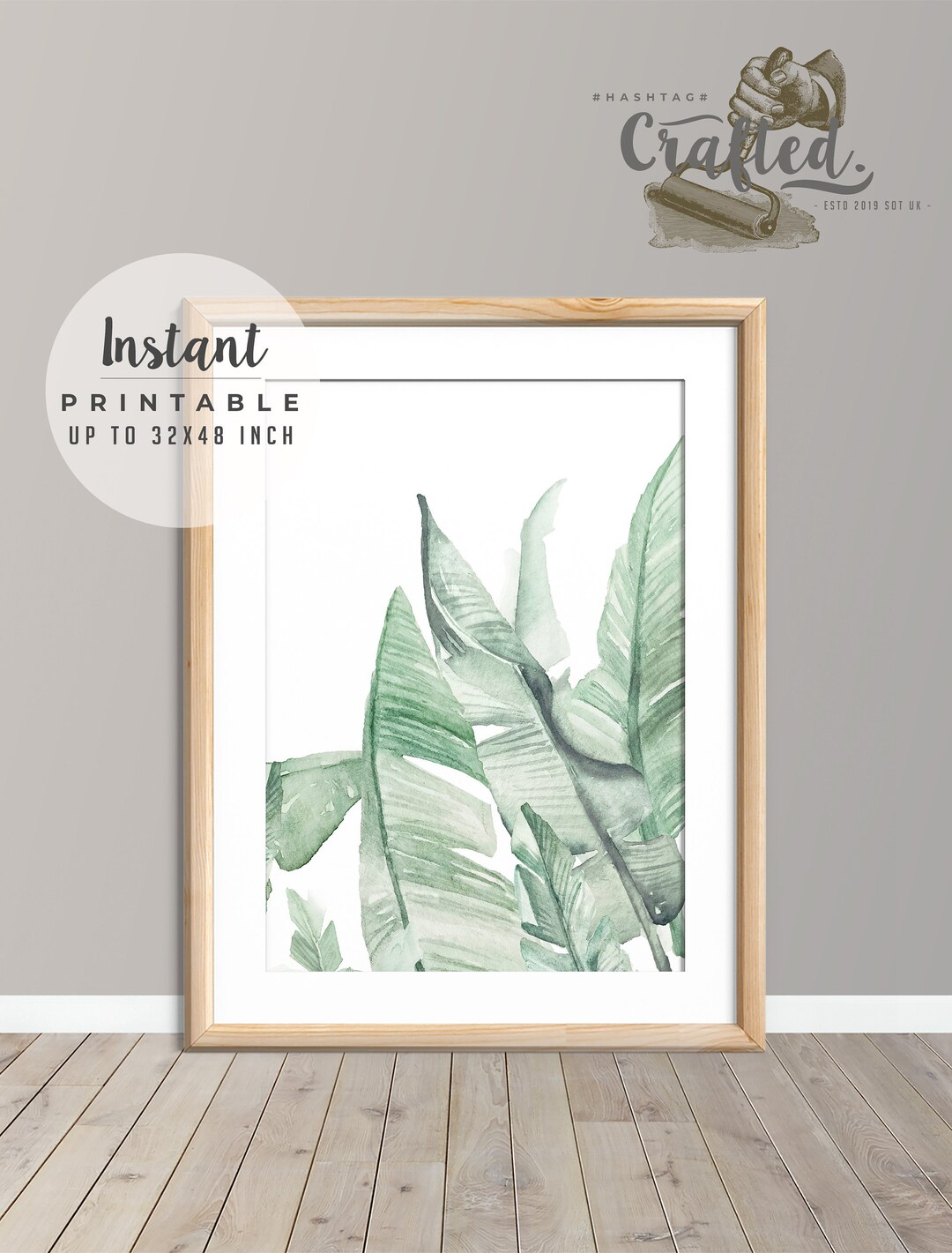 Banana Leaf Print, Tropical Printables, Banana Leaf Printable, Banana