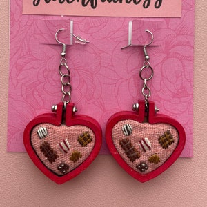 Box of Chocolates Hand Embroidered Earrings