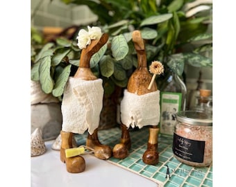 Bathtime duck Babes - Decorated Wooden Ducks in Boots by Mrs H the Duck Lady, perfect  bathroom decoration.