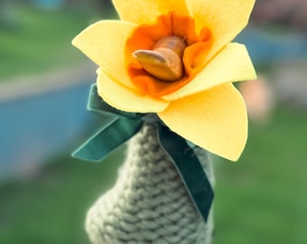 Daffy-dill the daffodil duck - Decorated and dressed Wooden Duck  by Mrs H the Duck Lady