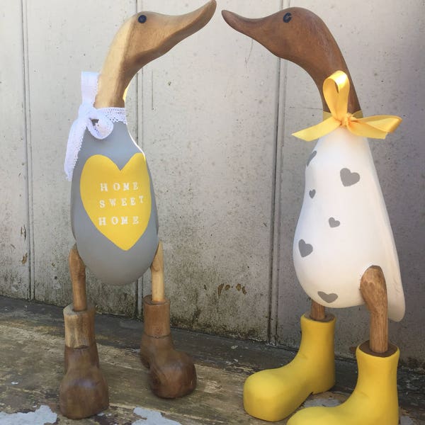 Wooden Ducks With Boots Etsy