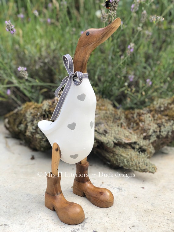 Grand canard décoratif coloris naturel en bois 35c