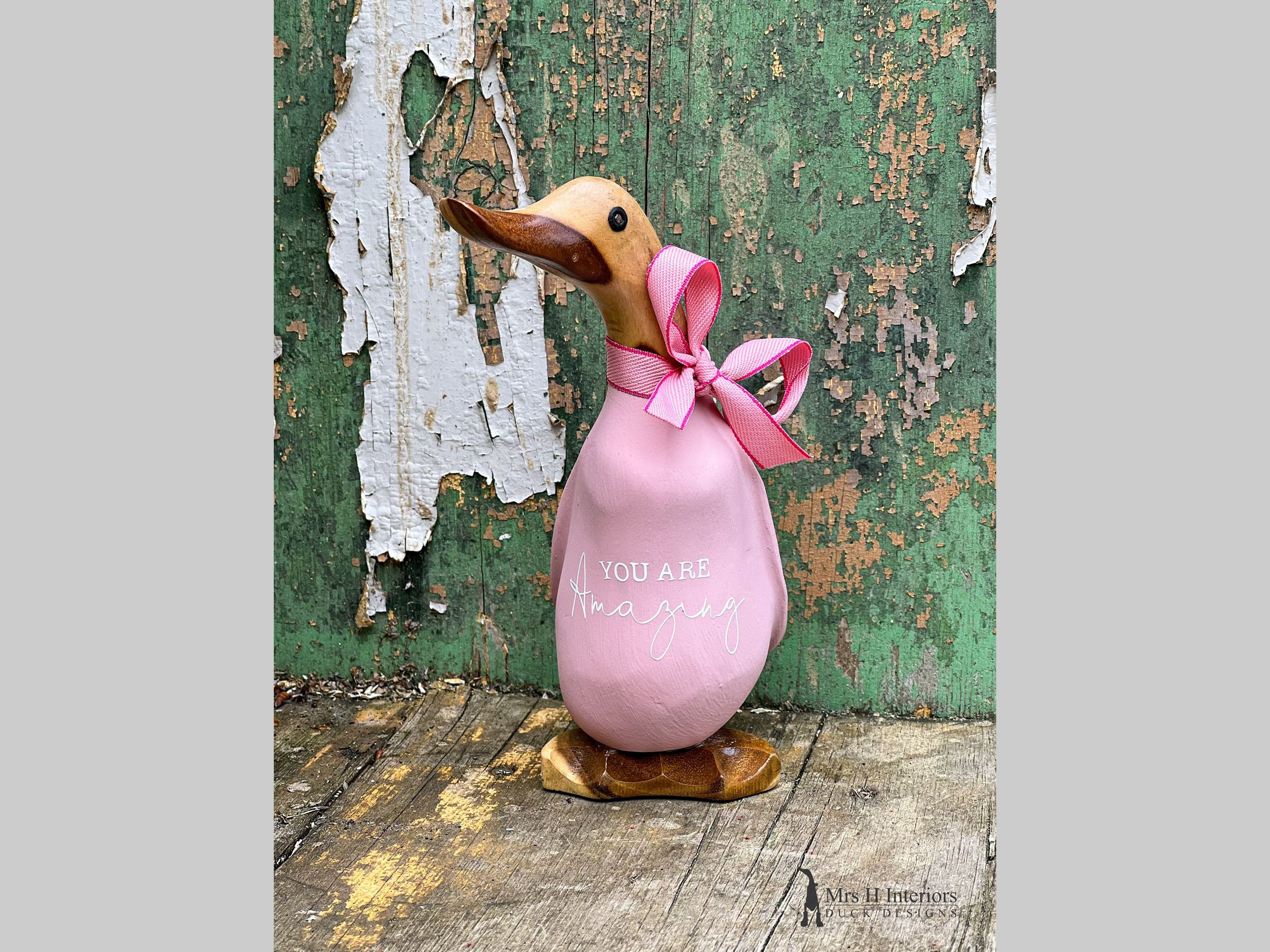 Amazing in Pink - Wooden Duck Hand Painted Pink - Wooden Duck