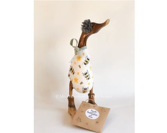 Binky The Large Bee Duck - Decorated Wooden Duck in Boots by Mrs H the Duck Lady