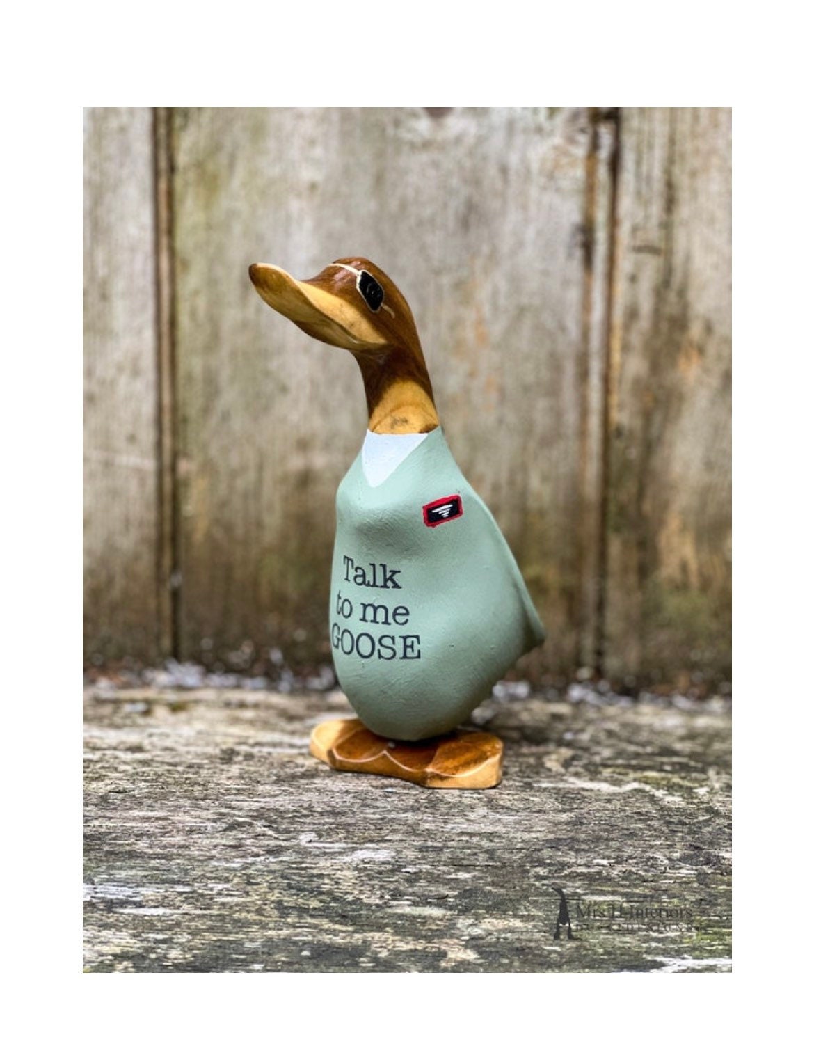 Goose Talk to me goose, wooden duck, Top gun, maverick. Father’s Day gift. Decorated Wooden Duck in Boots by Mrs H the Duck Lady