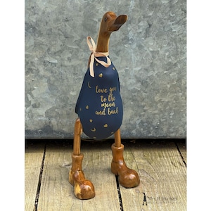 To The Moon and Back - Wooden Duck, bamboo root, birthday gift, Valentine's, Mother's Day