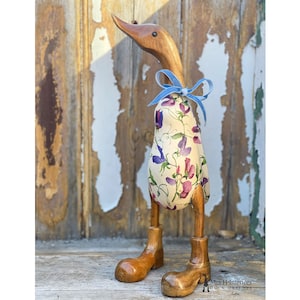 Sweet Pea (Emma Bridgewater) Wooden duck with boots, dressed in EB’s design