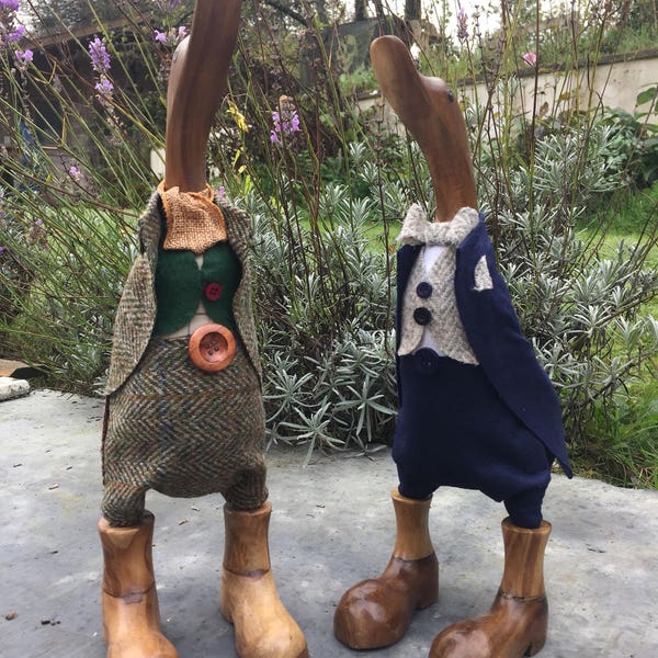 Classic British Dressed Gent Duck - Decorated Wooden Duck in Boots by Mrs H the Duck Lady