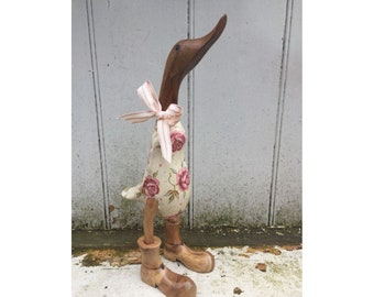 Rose & Bee (Emma Bridgewater) - Decorated Wooden Duck in Boots by Mrs H the Duck Lady