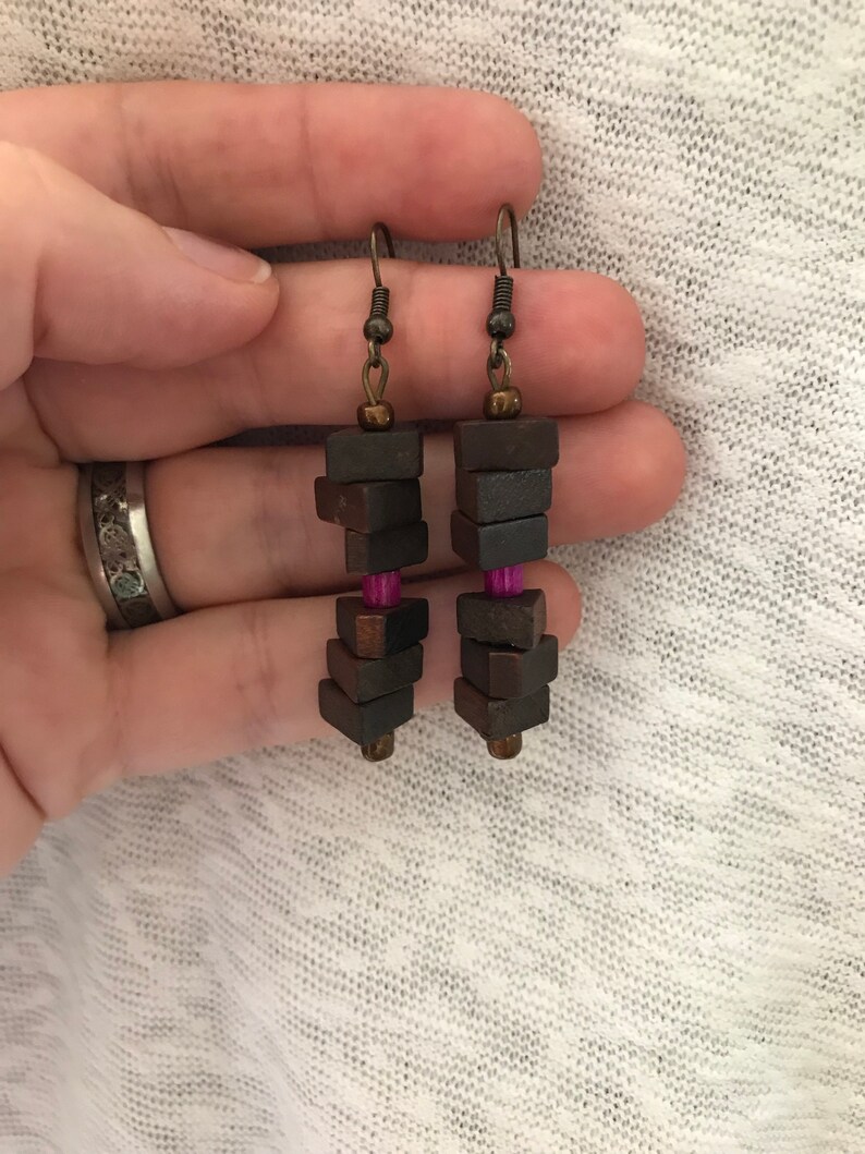 Wood Necklace Boho Necklace Natural Necklace Beige Necklace Purple Necklace Mint Necklace Eco Necklace Hippie Necklace Gypsy Necklace