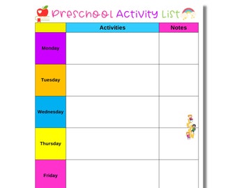 Programma prescolare, registro delle attività prescolari, routine quotidiana dei bambini