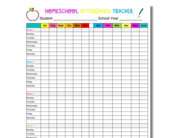 Homeschool Attendance Tracker Printable (PDF)