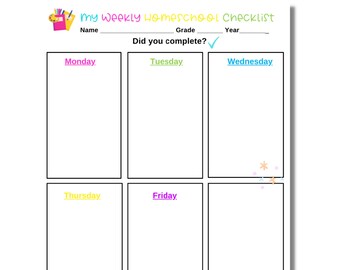 Lista di controllo settimanale per l'istruzione parentale stampabile per bambini (PDF)