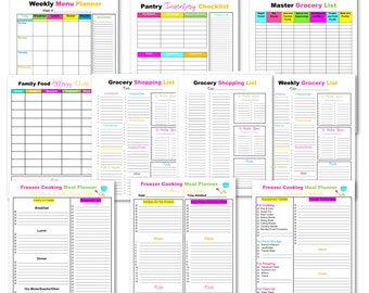 Pacchetto stampabile per la pianificazione dei pasti, lista della spesa, tabella delle allergie (download digitale)
