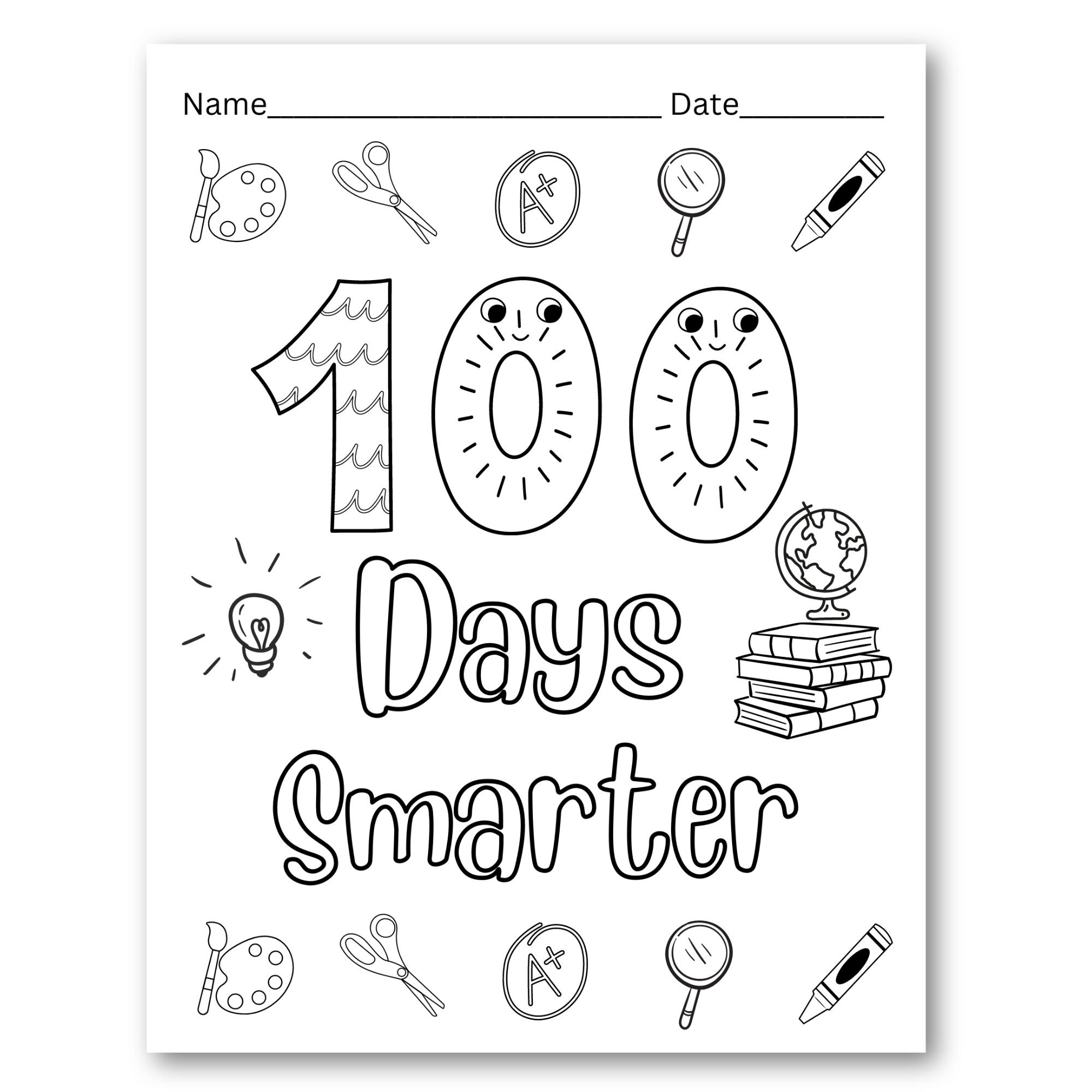 100 Day Colouring Sheet 100 Day Colouring Sheet