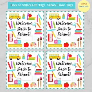 Back to School Gift Tags, First Day of School, Teacher Gift Tag,; School Favor Tags, Welcome Back to School