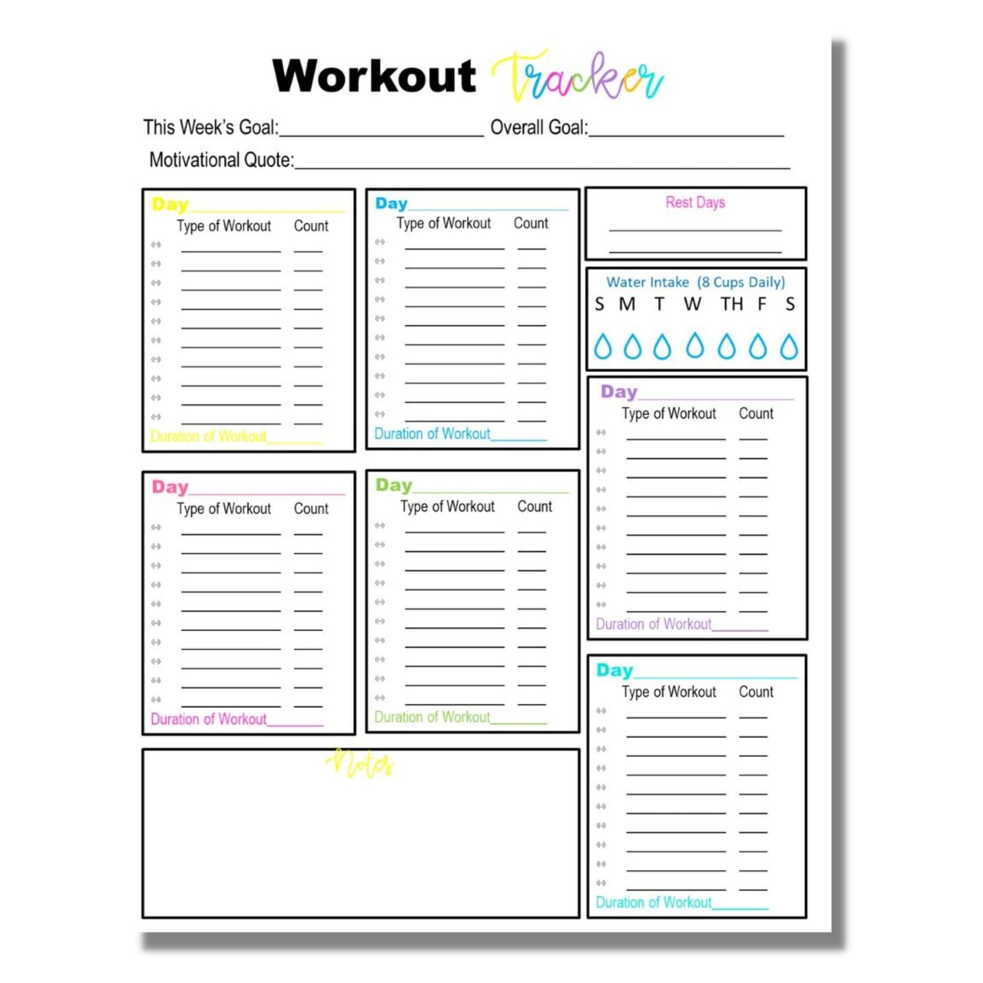 Workout Tracker, Workout Log, Fitness Tracker, Fitness Log, Exercise