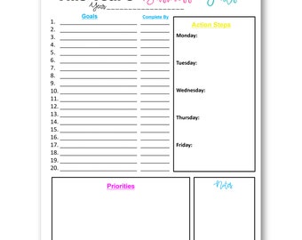 Planner degli obiettivi aziendali, lavoro da casa, PDF stampabile
