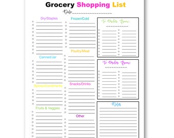 Lista della spesa con codice colore, lista di controllo stampabile (download digitale)