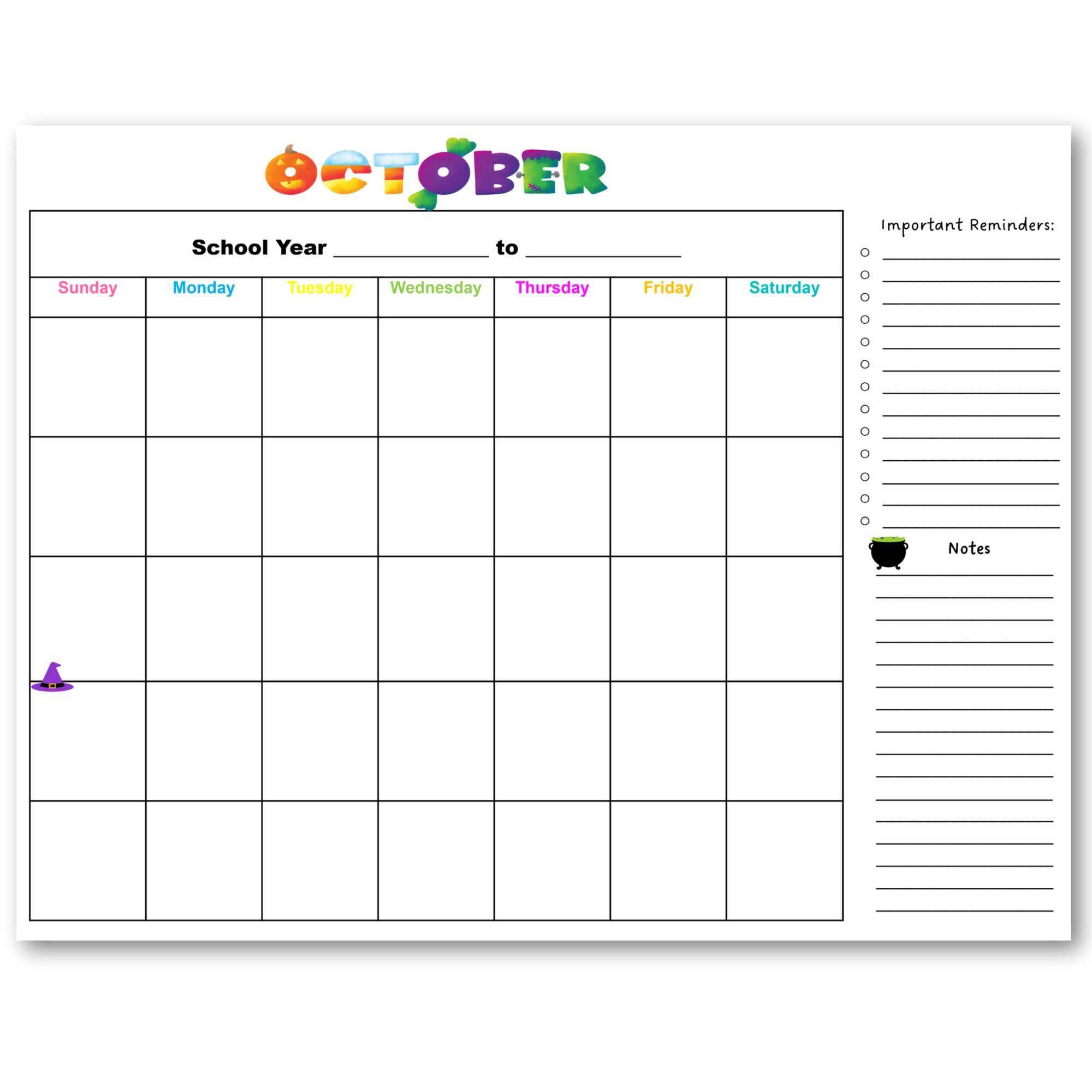 School Calendar, Homeschool Calendar, Homeschool Planner, Month to ...