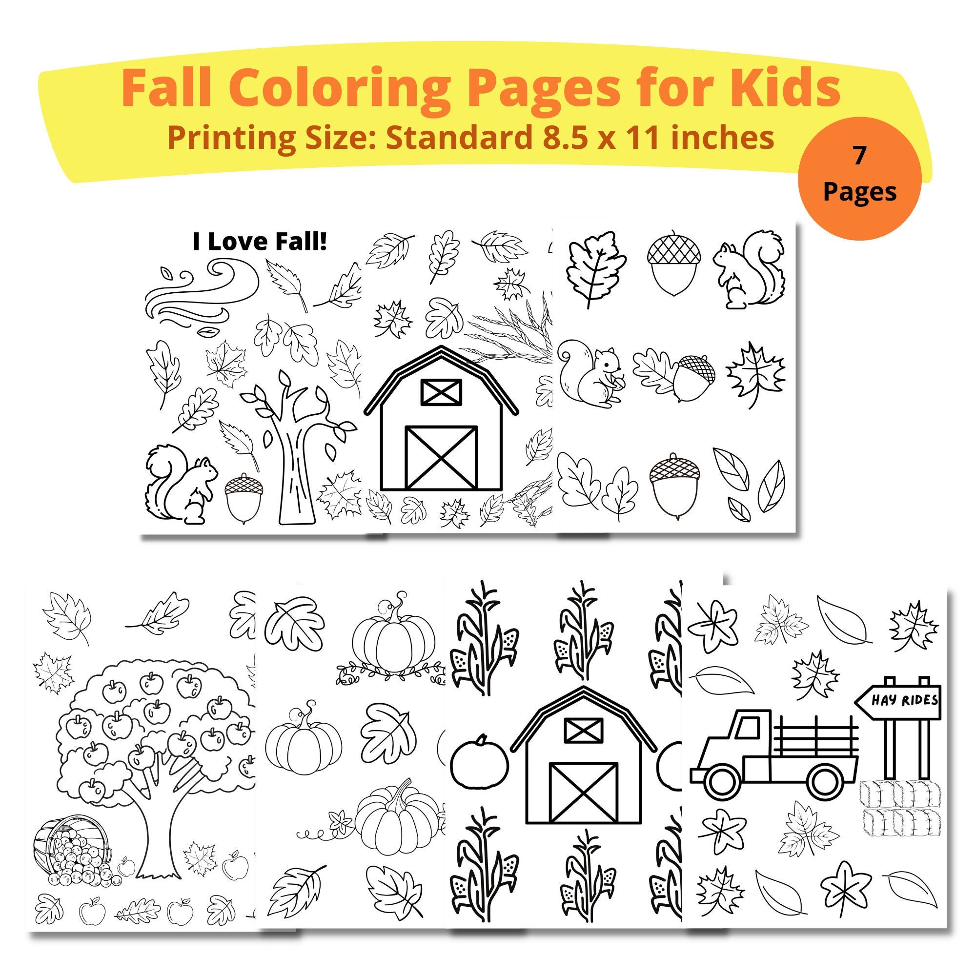 Fall Coloring Pages for Kids, Printable Coloring Pages, Autumn, Fall ...