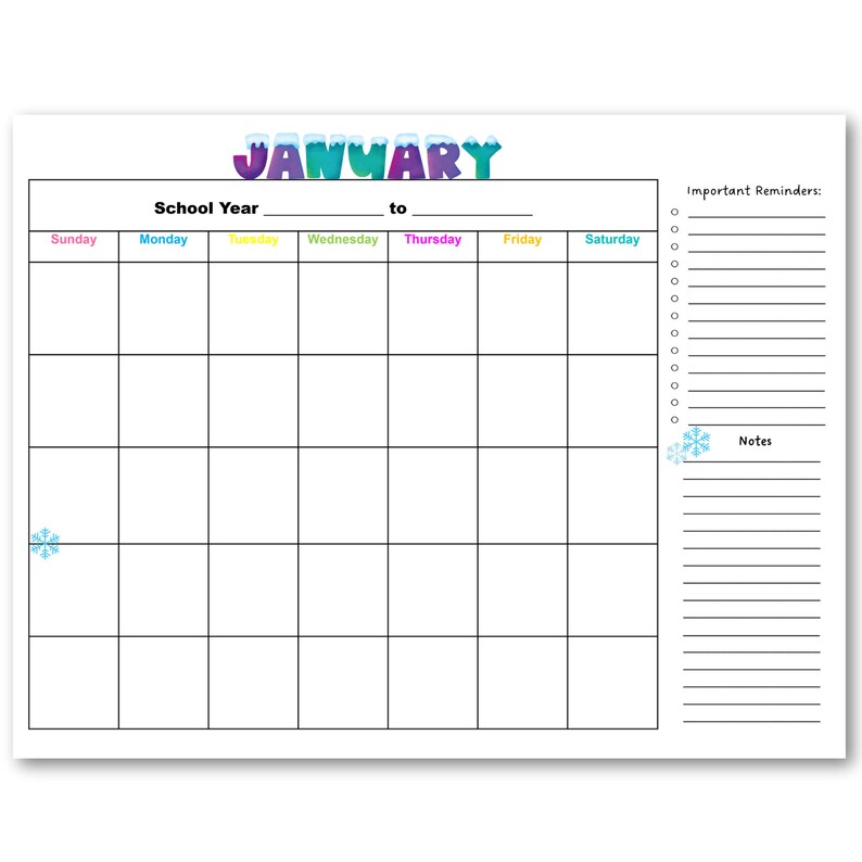 School Calendar, Homeschool Calendar, Homeschool Planner, Month to ...