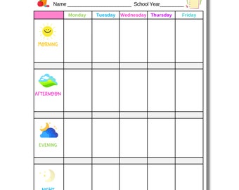 Programma stampabile per l'istruzione parentale, registro della routine quotidiana dei bambini (PDF)